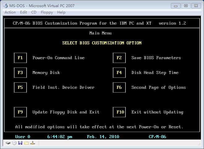 CP/M 86 Control Panel